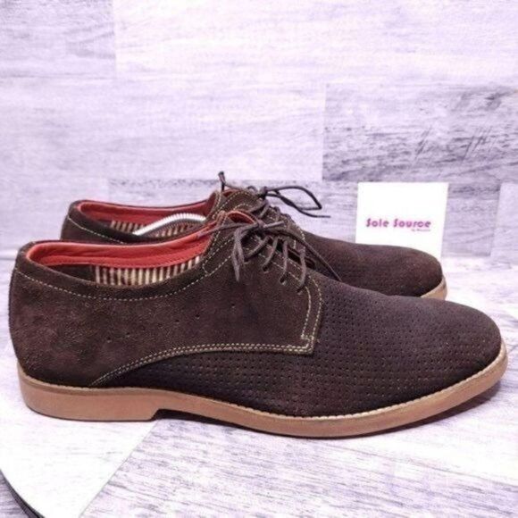 Clarks Viaz Street Perforated Suede Lace Up Oxford Brown Men's sz 12 - Picture 1 of 8